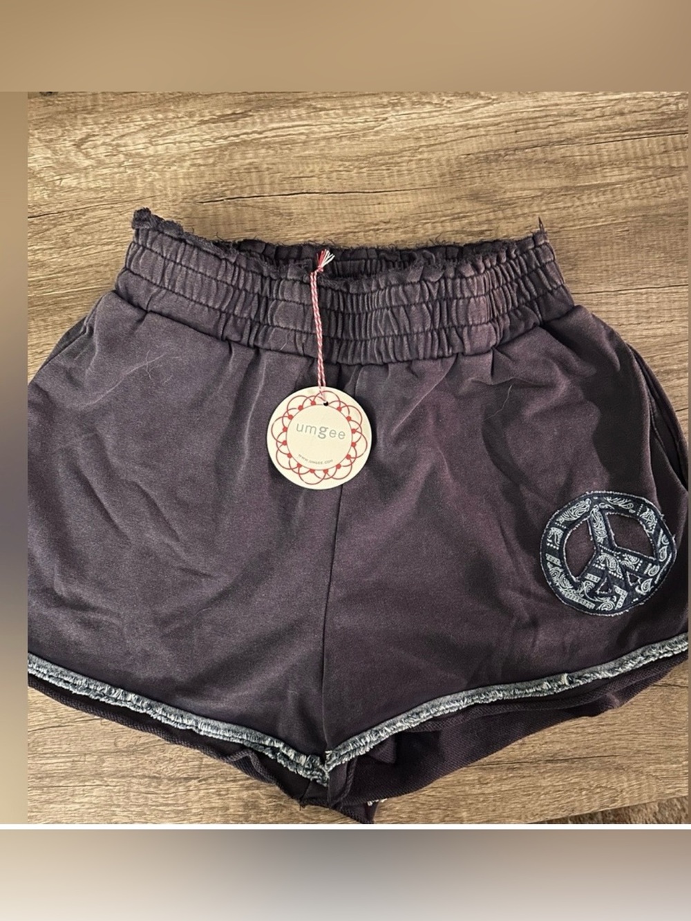 Umgee Purple womans Lounge shorts with peace patch